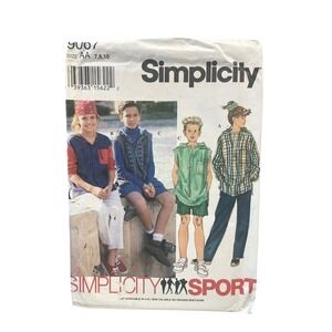 Simplicity 9067 Girls Boys Pull-On Pants Shorts Hooded Top Size AA 7 8 10 90s